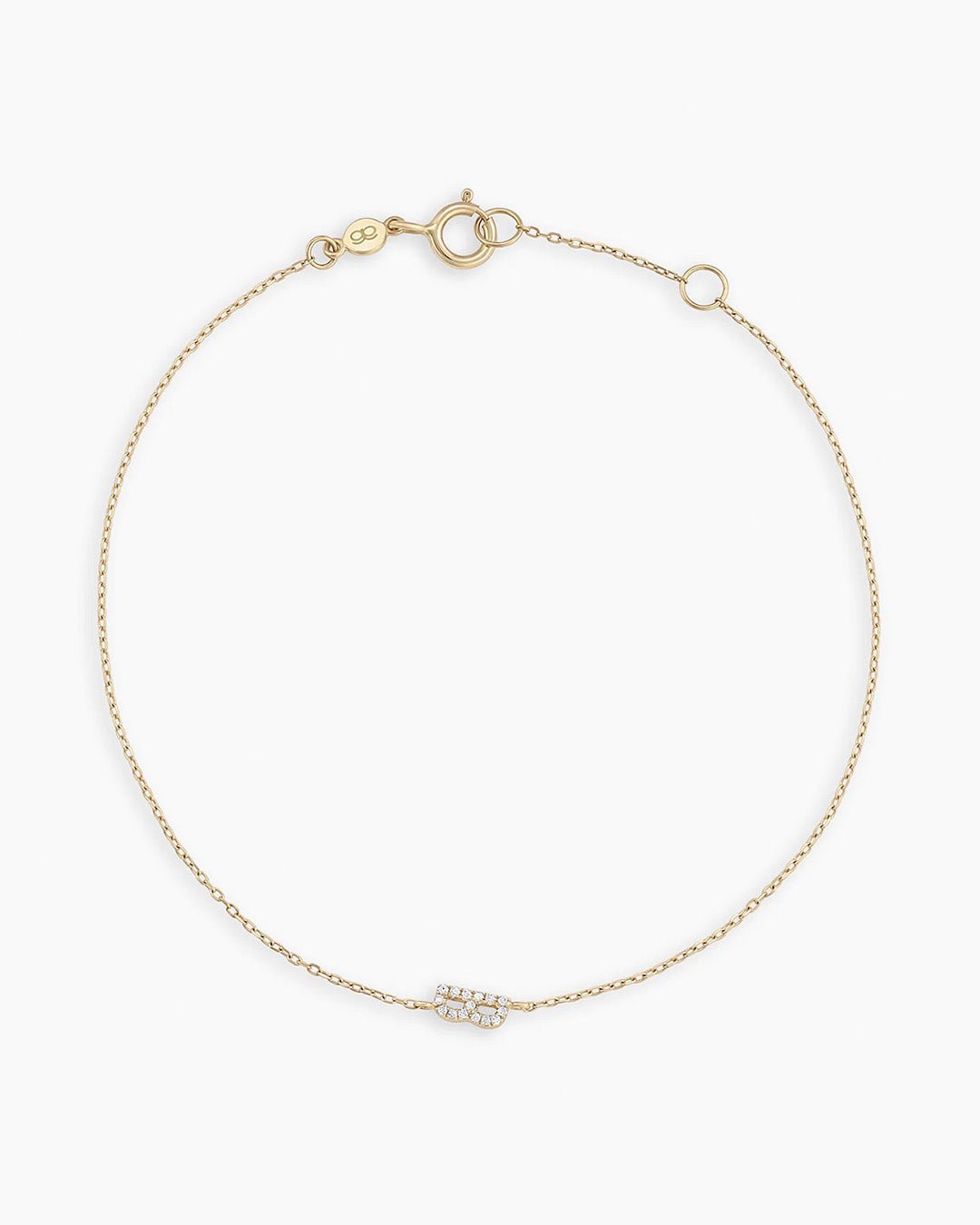 Diamond Pavé Alphabet Bracelet #B || option::14k Solid Gold, B