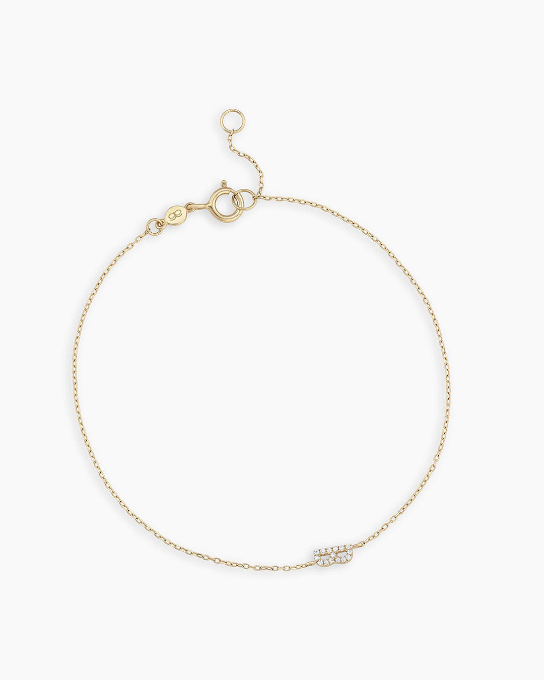 Diamond Pavé Alphabet Bracelet #B || option::14k Solid Gold, B