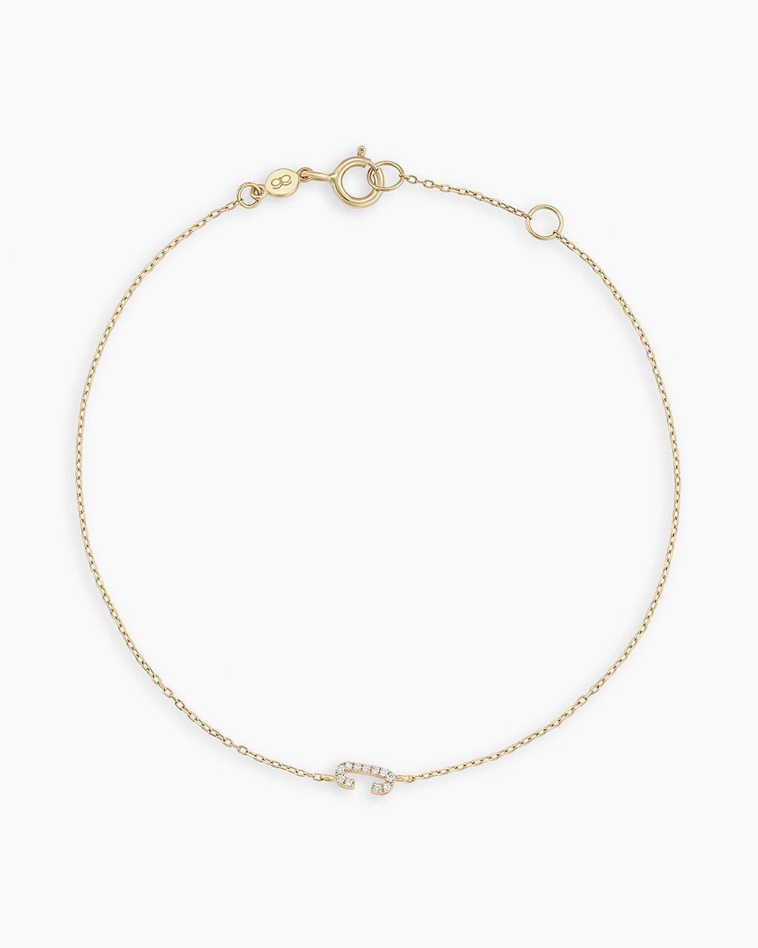 Diamond Pavé Alphabet Bracelet #C || option::14k Solid Gold, C