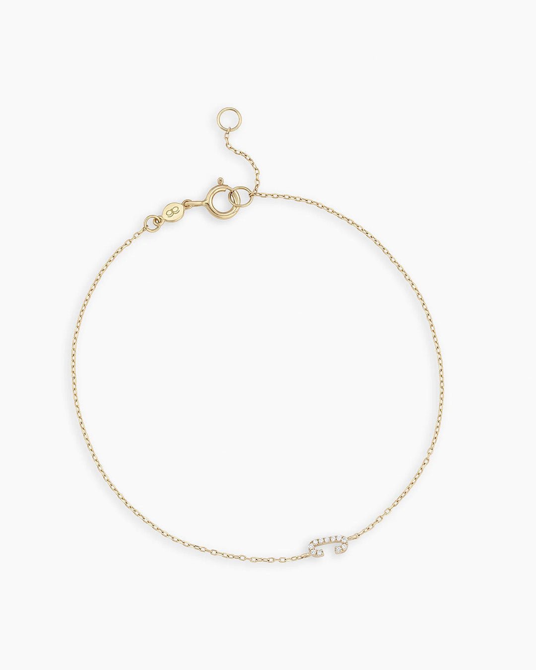 Diamond Pavé Alphabet Bracelet #C || option::14k Solid Gold, C