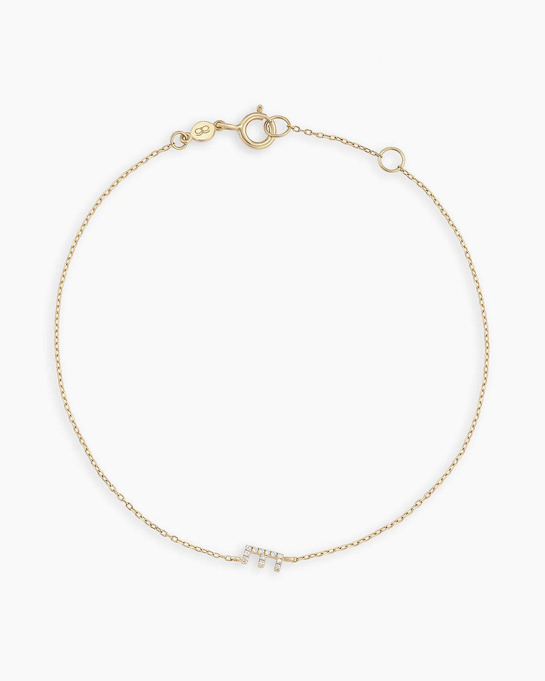 Diamond Pavé Alphabet Bracelet #E || option::14k Solid Gold, E