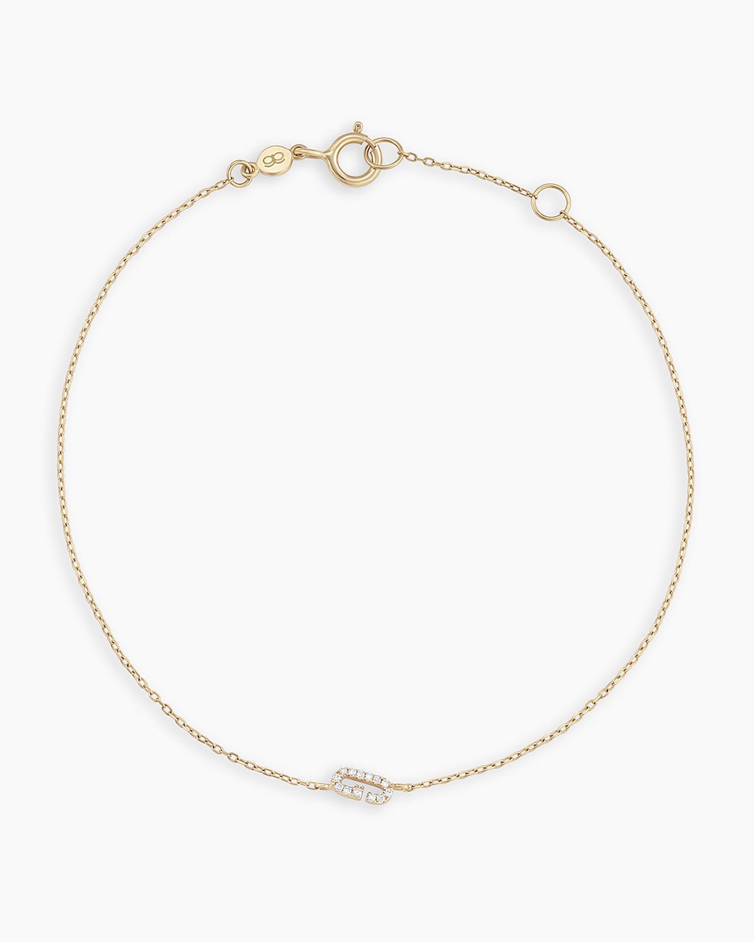 Diamond Pavé Alphabet Bracelet #G || option::14k Solid Gold, G