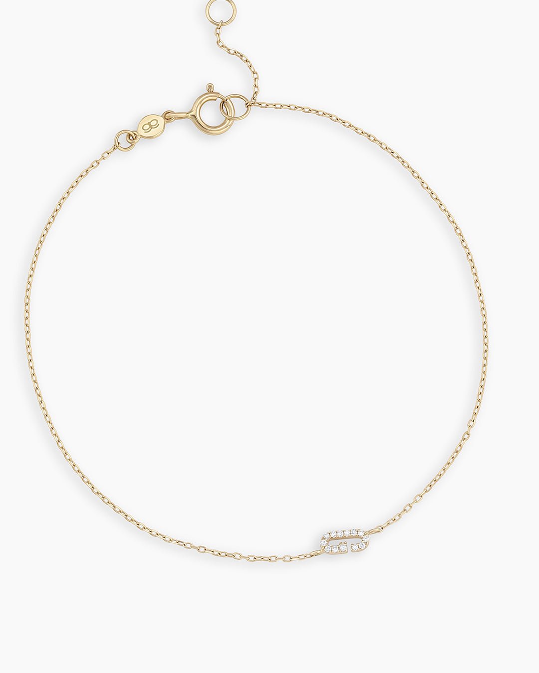 Diamond Pavé Alphabet Bracelet #G || option::14k Solid Gold, G