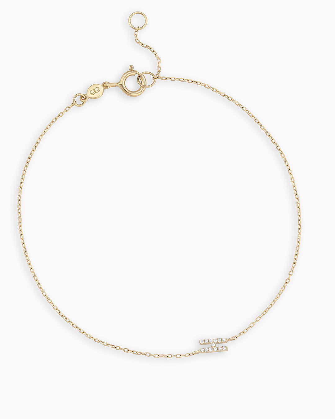 Diamond Pavé Alphabet Bracelet #H || option::14k Solid Gold, H