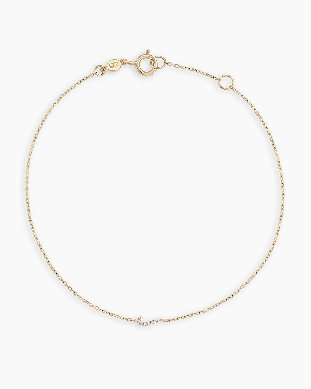 Diamond Pavé Alphabet Bracelet #J || option::14k Solid Gold, J