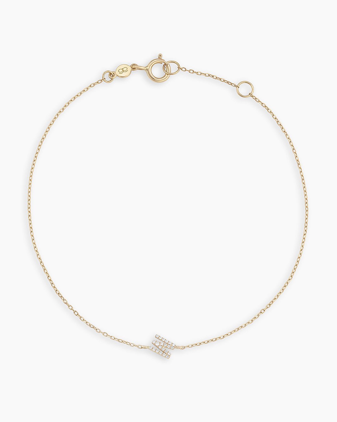 Diamond Pavé Alphabet Bracelet #M || option::14k Solid Gold, M