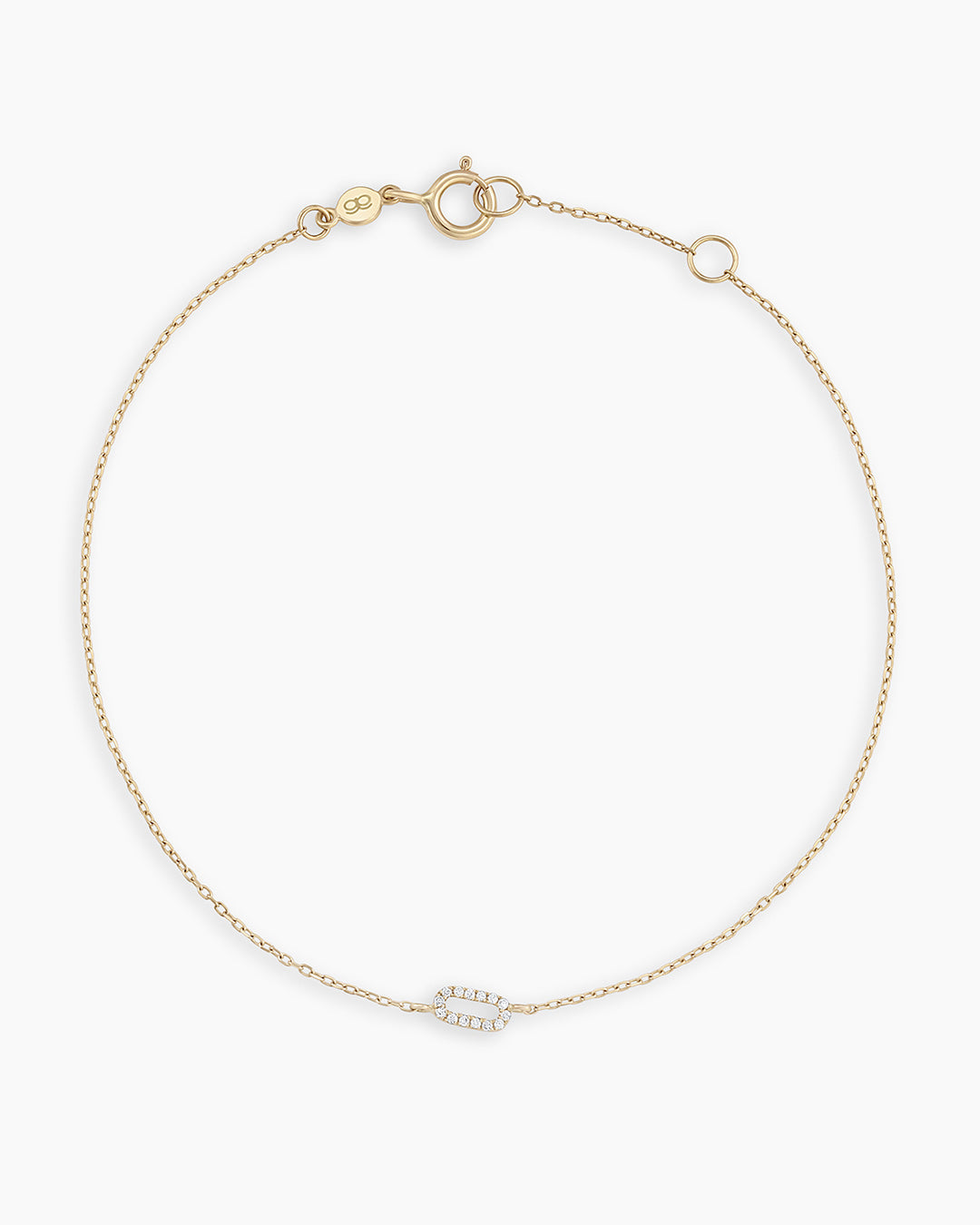 Diamond Pavé Alphabet Bracelet #O || option::14k Solid Gold, O