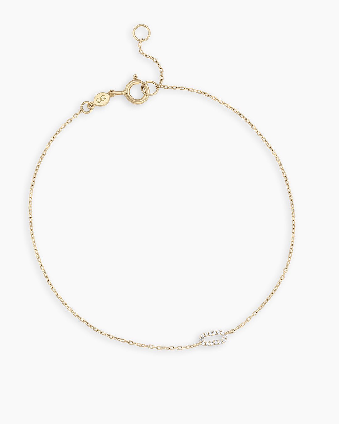 Diamond Pavé Alphabet Bracelet #O || option::14k Solid Gold, O