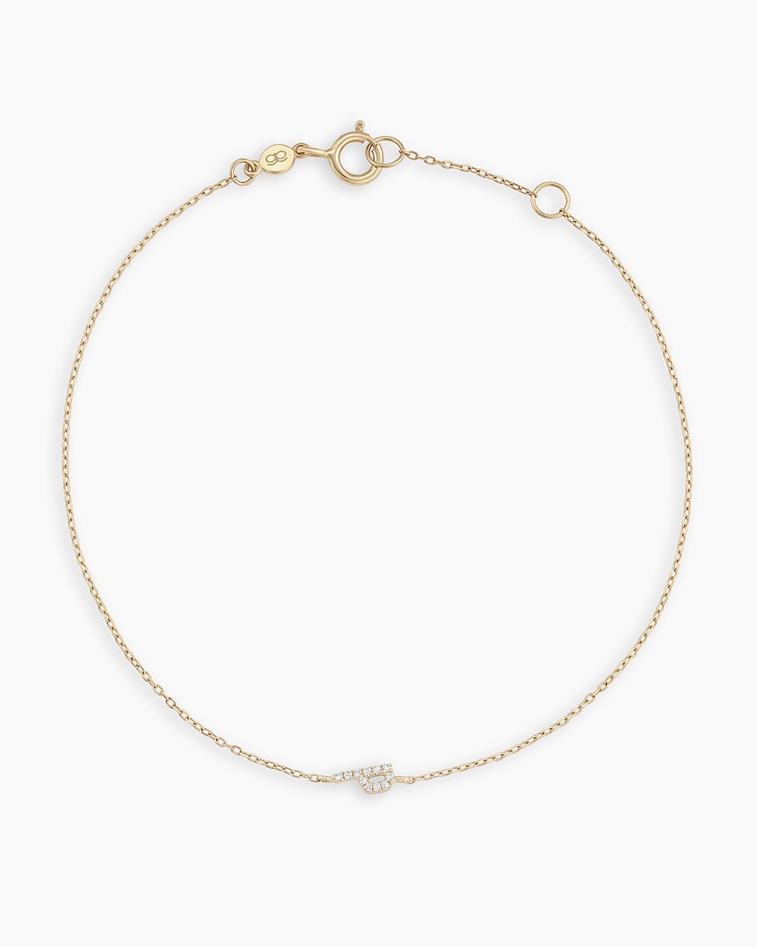 Diamond Pavé Alphabet Bracelet #P || option::14k Solid Gold, O