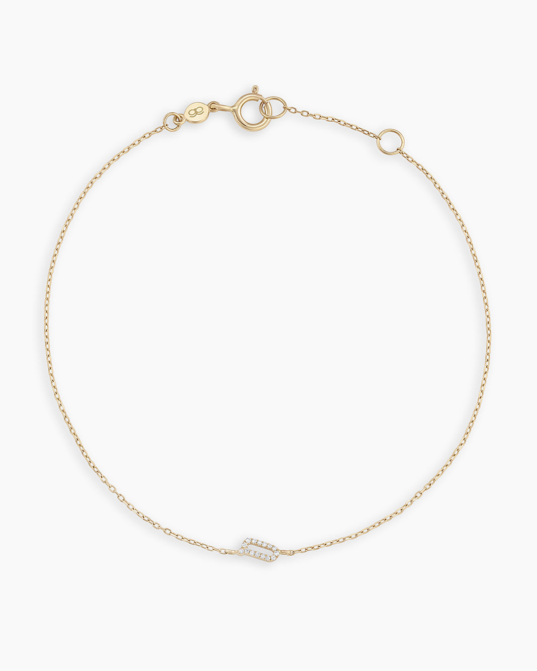 Diamond Pavé Alphabet Bracelet #Q || option::14k Solid Gold, Q