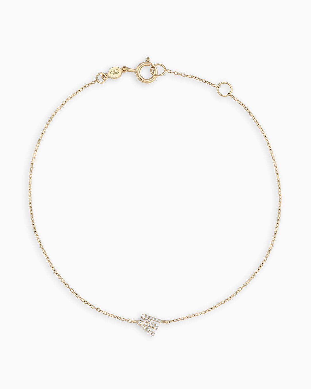 Diamond Pavé Alphabet Bracelet #W || option::14k Solid Gold, W
