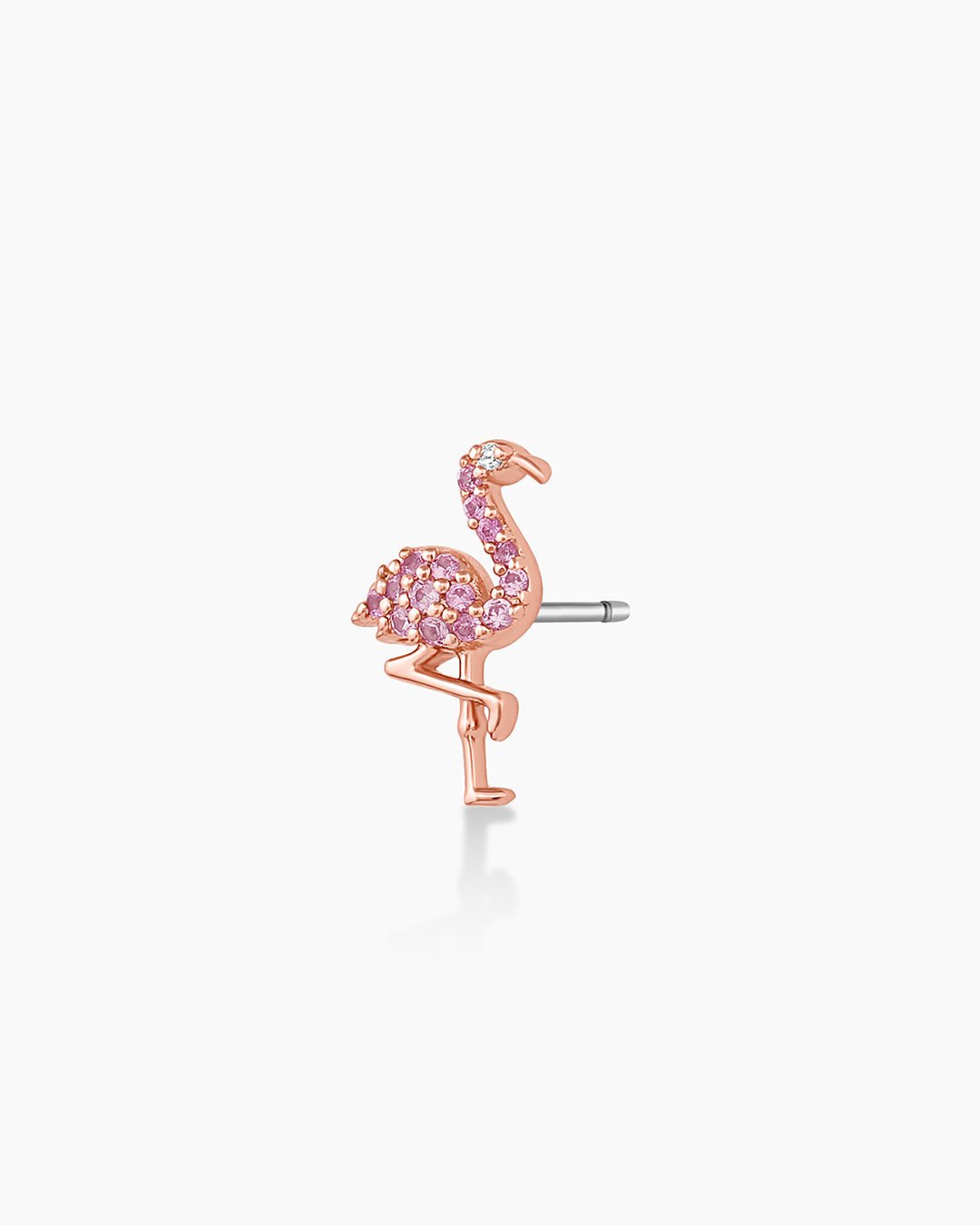 Rose  Flamingo Charm Stud || option::Rose Gold Plated