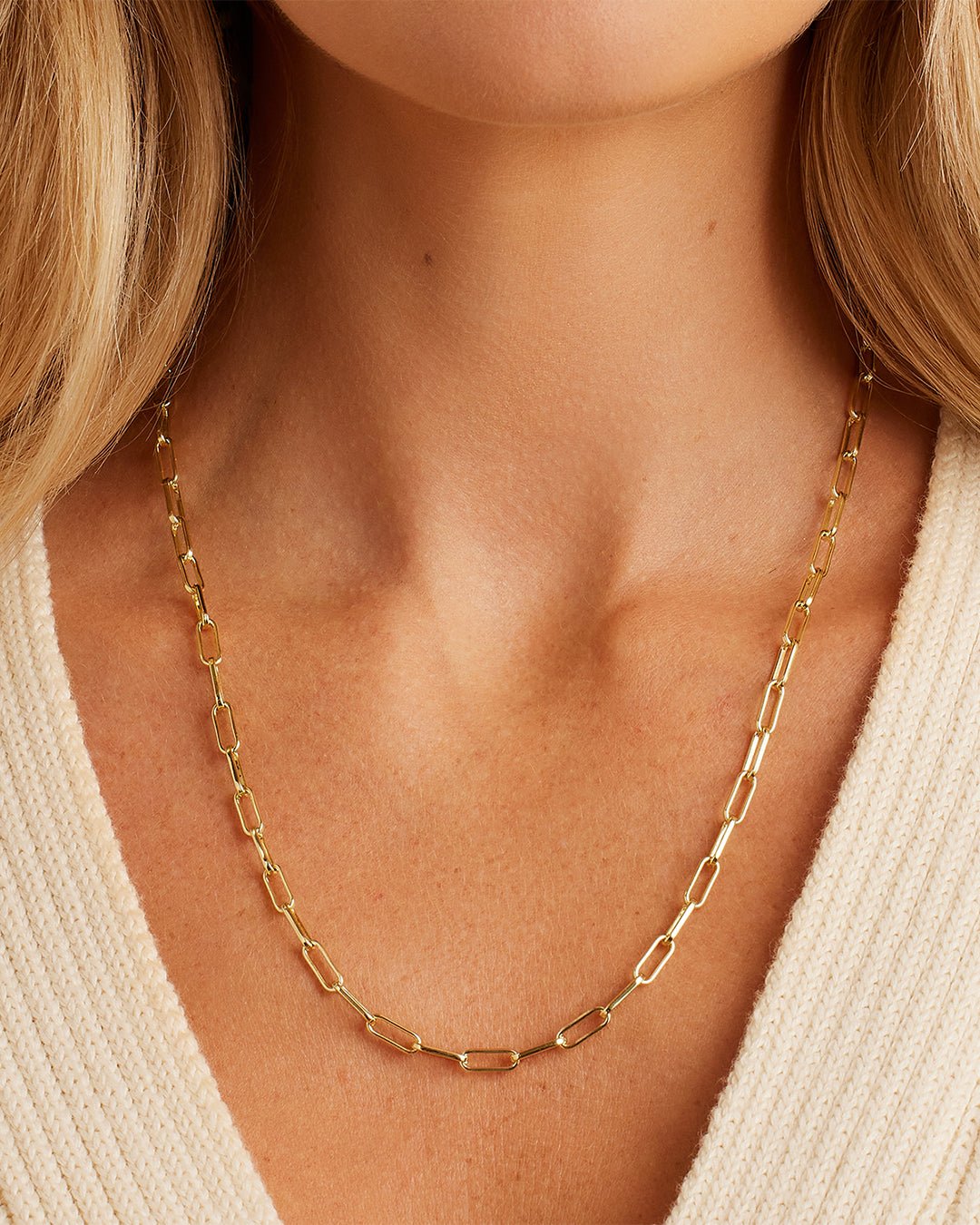 Parker Necklace Paperclip Necklace || option:: 20 in., Gold Plated