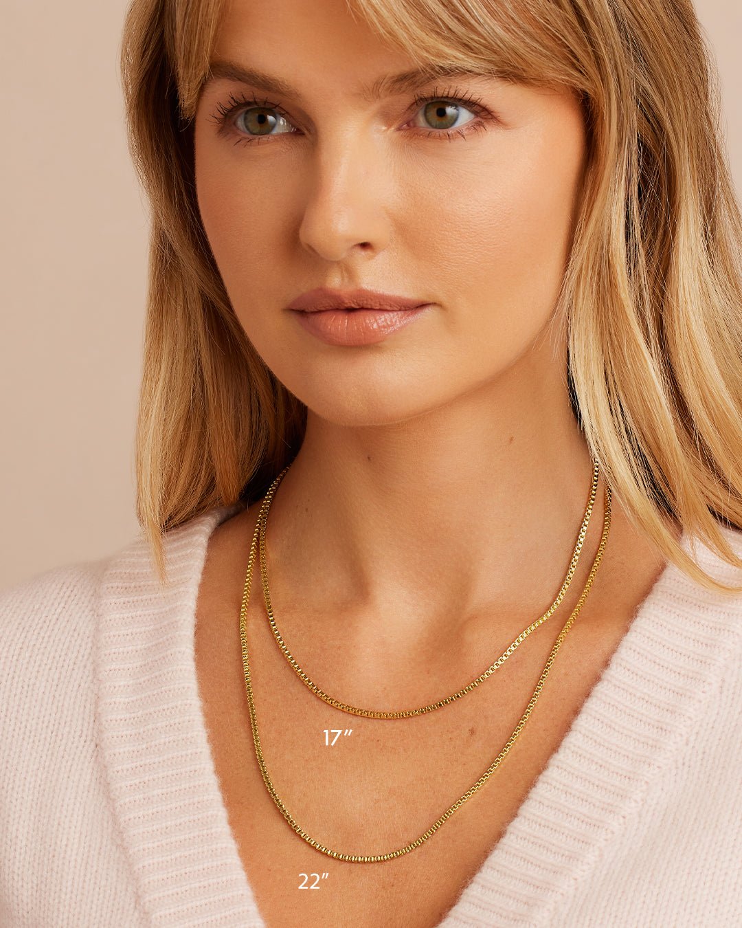 Gold Plated / 22 in. box chain necklace || option::Gold Plated, 22 in.