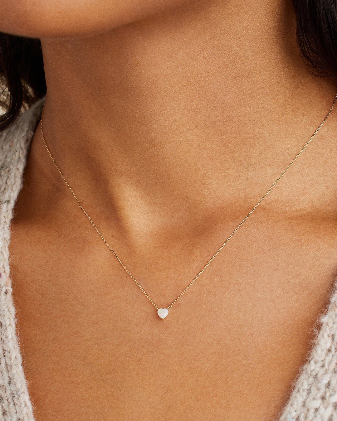 Opal Heart Necklace || option::14k Solid Gold