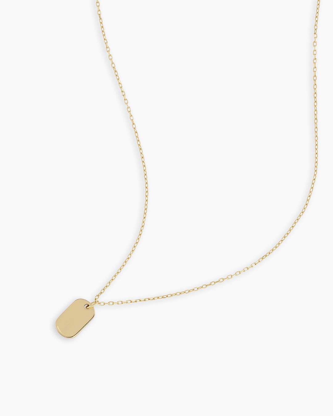 Woman wearing  Griffin Dog Tag Necklace || option::14k Solid Gold