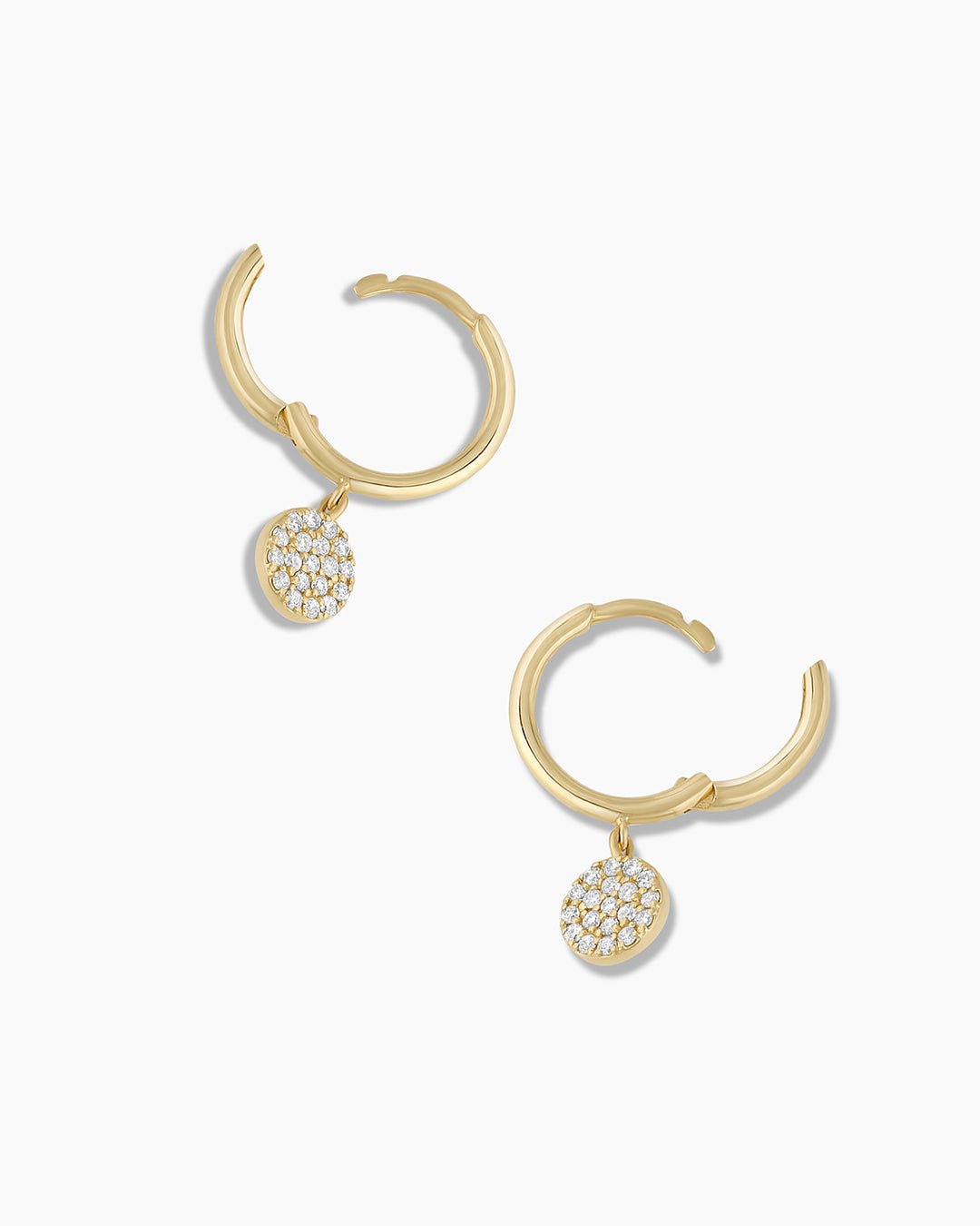 Diamond Pavé Charm HuggiesDiamondDrop earrings || option::14k Solid Gold