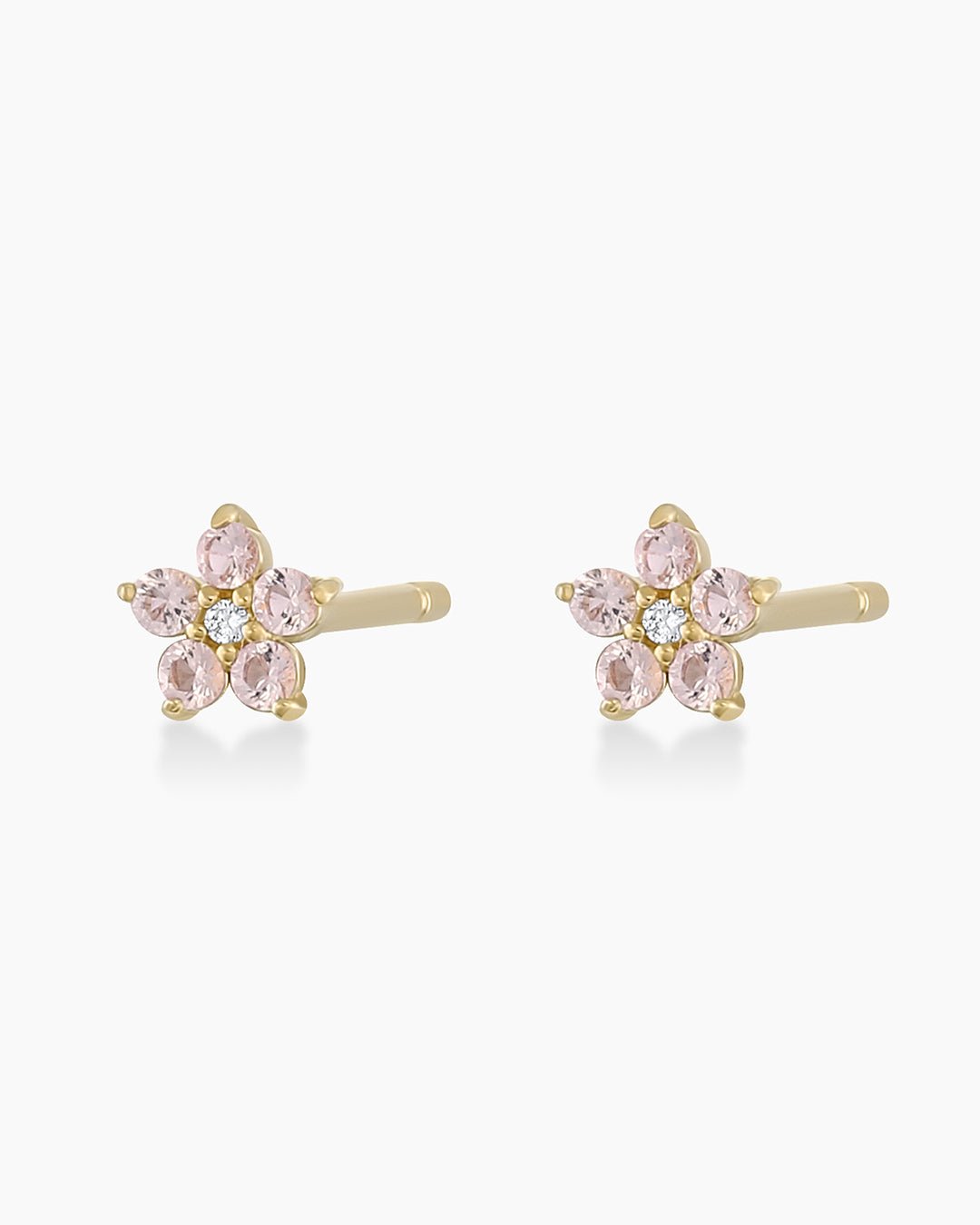 Claire studsDiamond Flower charm studs  flower earrings || option::14k Solid Gold