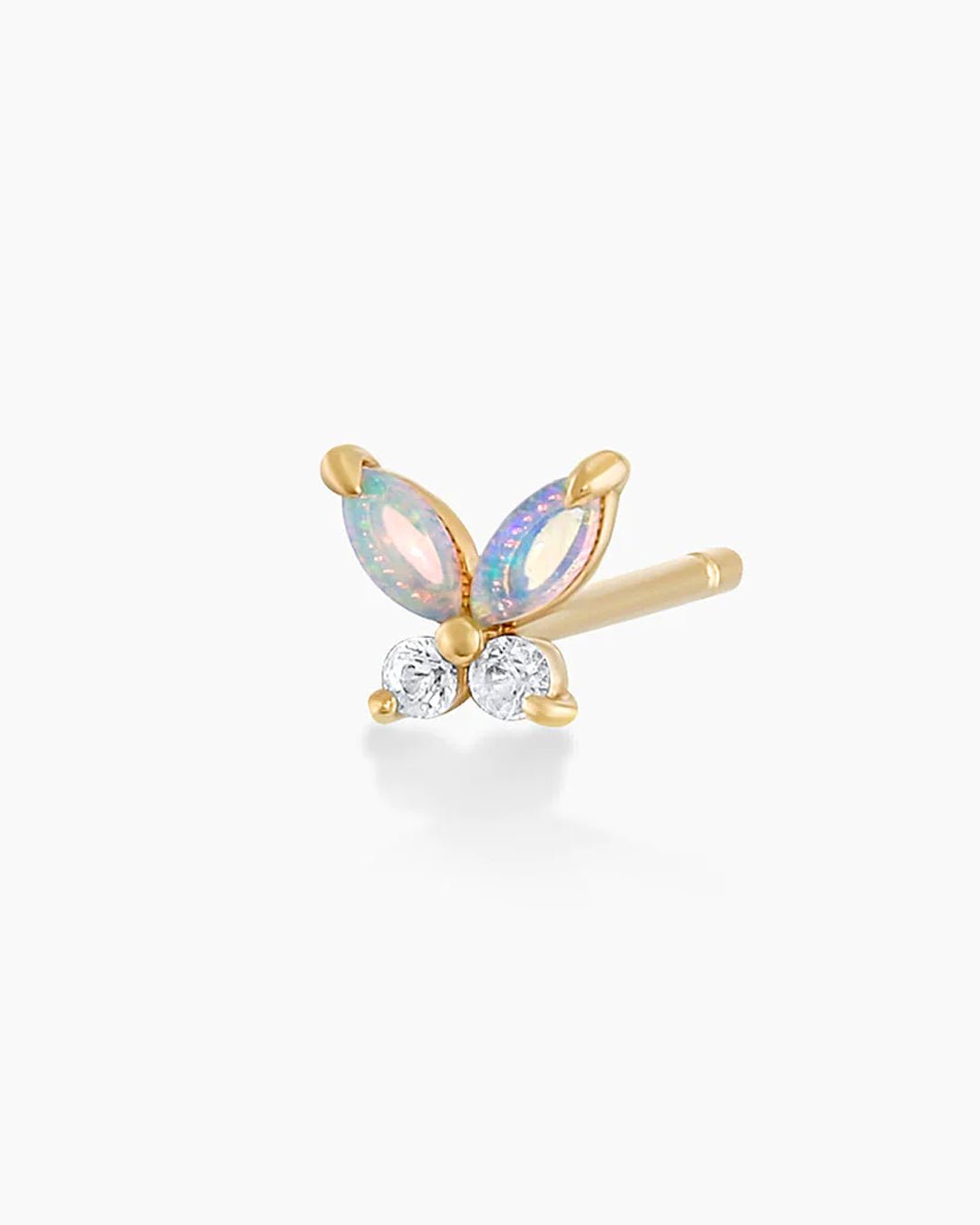 Opal Butterfly Stud Butterfly Earrings || option::14k Solid Gold