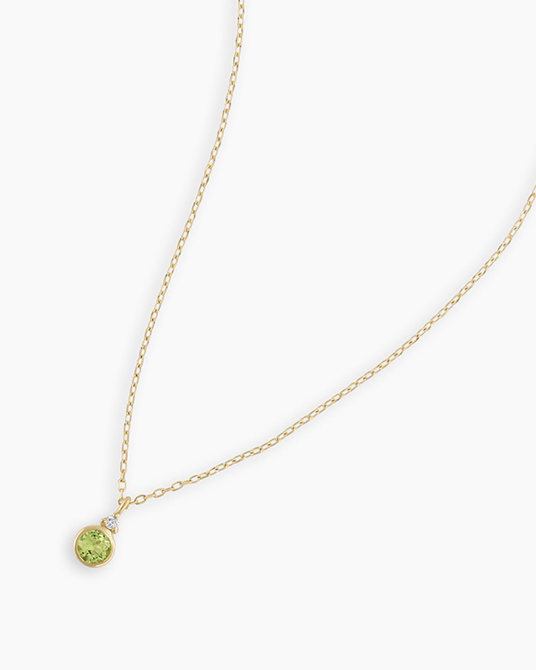Peridot Birthstone Necklace August Birthstone Necklace   || option::14k Solid Gold, Peridot