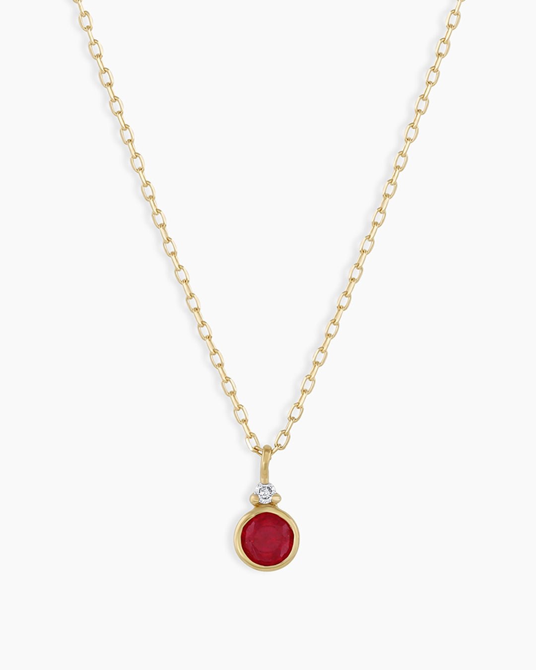 July Birthstone Necklace  || option::14k Solid Gold, Ruby