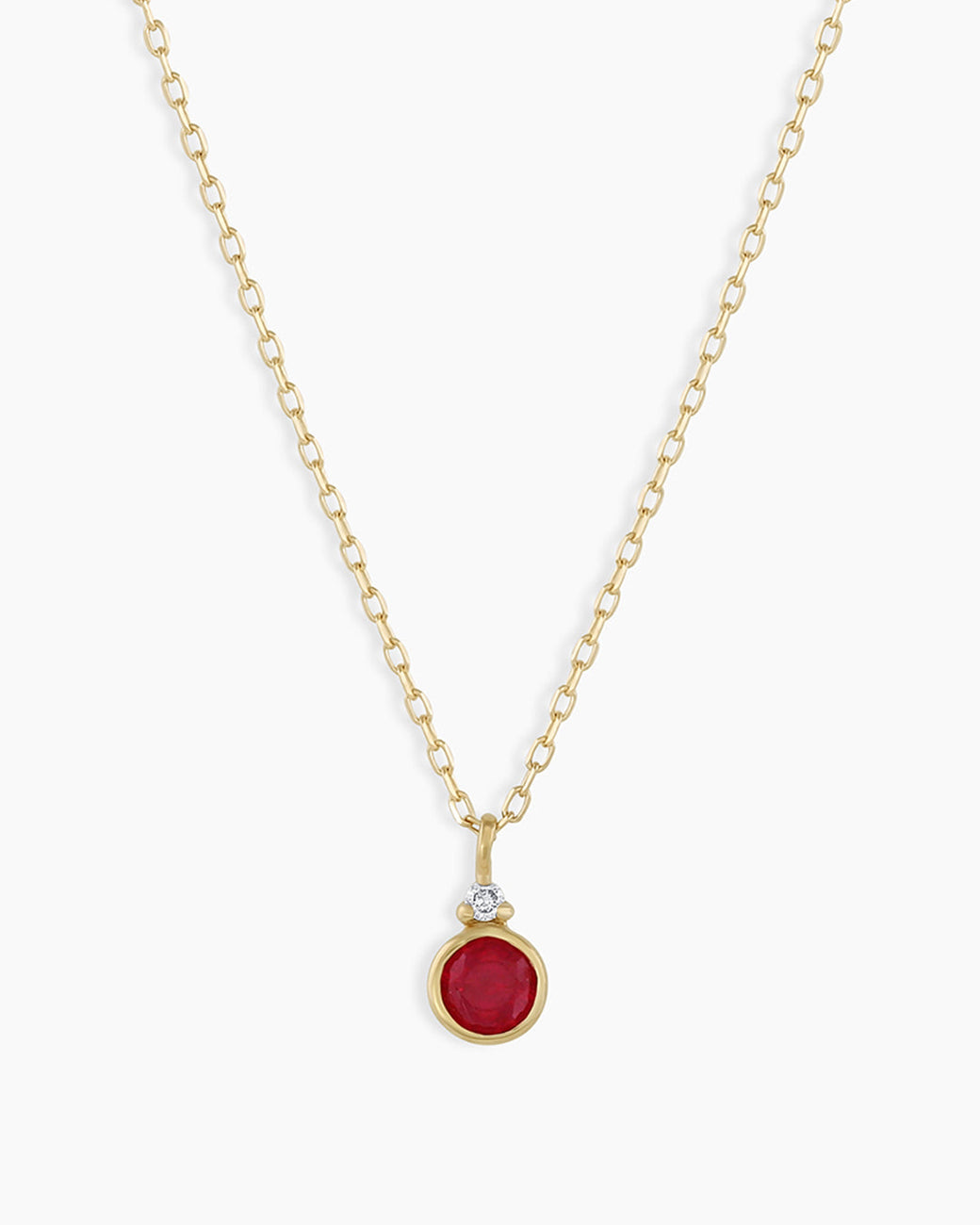 July Birthstone Necklace  || option::14k Solid Gold, Ruby - July