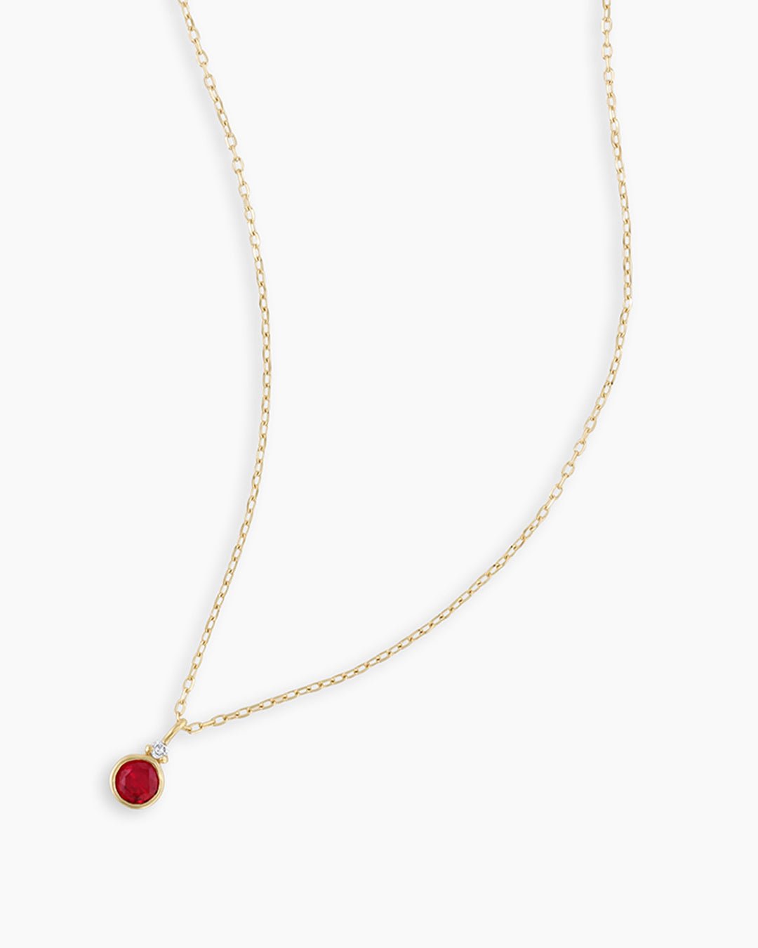 July Birthstone Necklace  || option::14k Solid Gold, Ruby