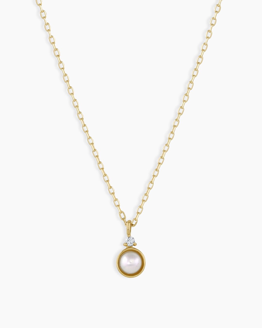 Pearl Birthstone Necklace  June Birthstone Necklace   || option::14k Solid Gold, Pearl