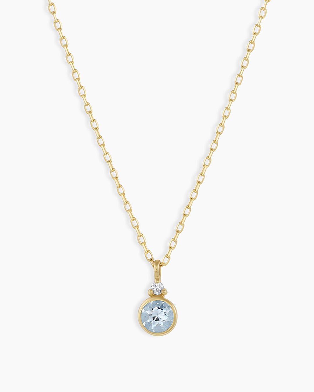 Aquamarine Birthstone Necklace  || option::14k Solid Gold, Aquamarine - March