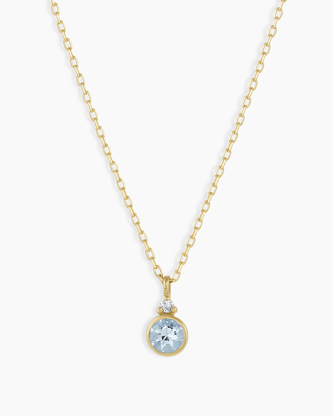 Aquamarine Birthstone Necklace  || option::14k Solid Gold, Aquamarine - March