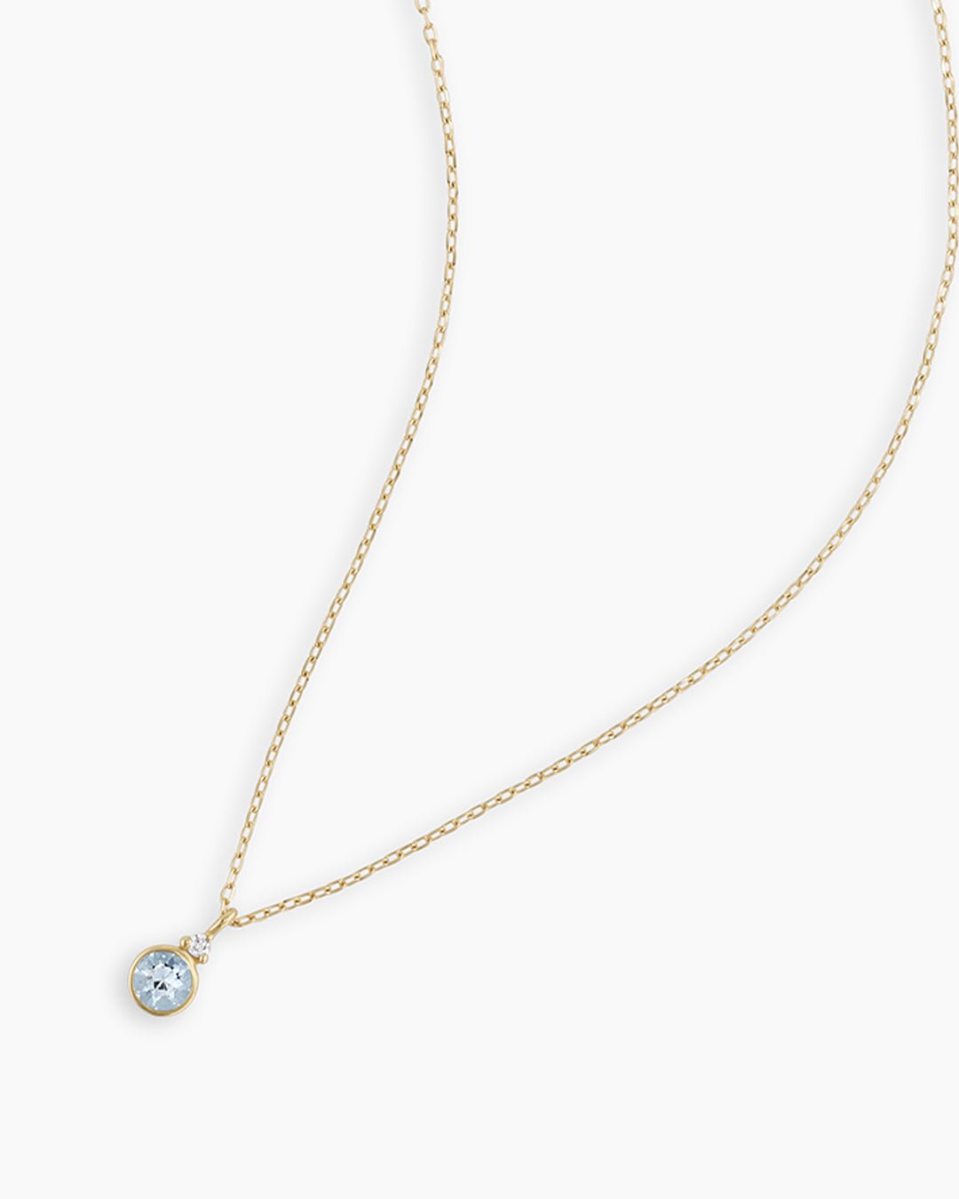 Aquamarine Birthstone Necklace  || option::14k Solid Gold, Aquamarine