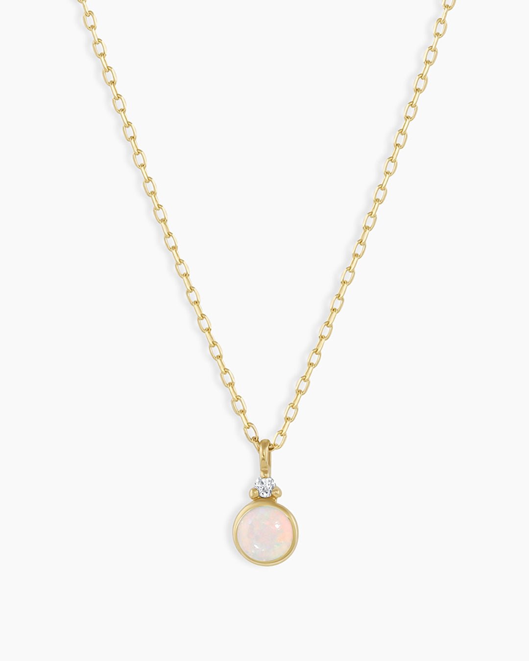 Opal Birthstone Necklace  October Birthstone Necklace   || option::14k Solid Gold, Opal