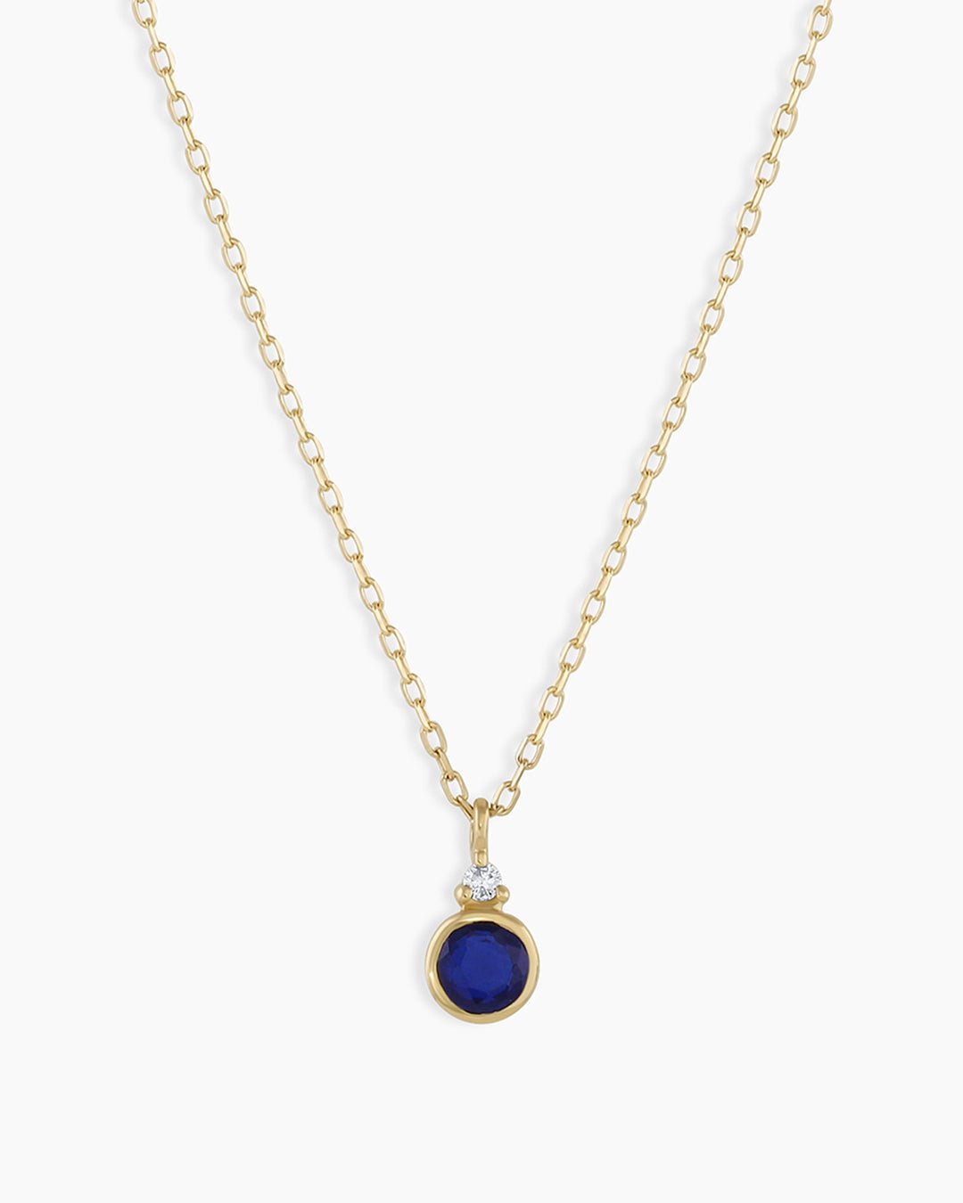 Blue Sapphire Birthstone Necklace || option::14k Solid Gold, Blue Sapphire