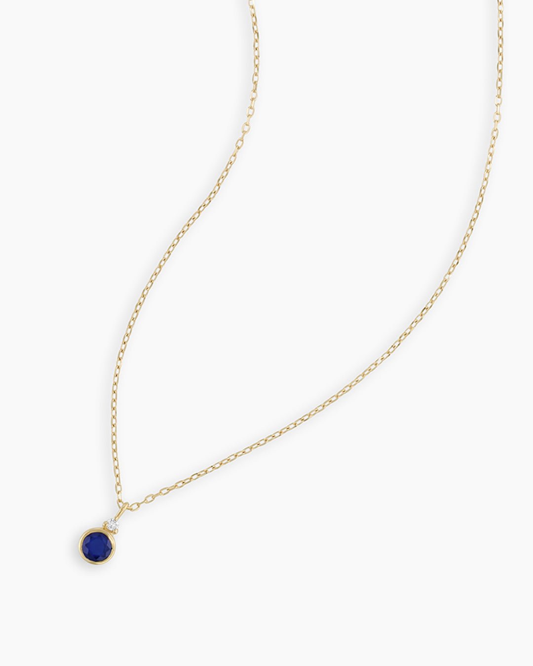 Blue Sapphire Birthstone Necklace || option::14k Solid Gold, Blue Sapphire