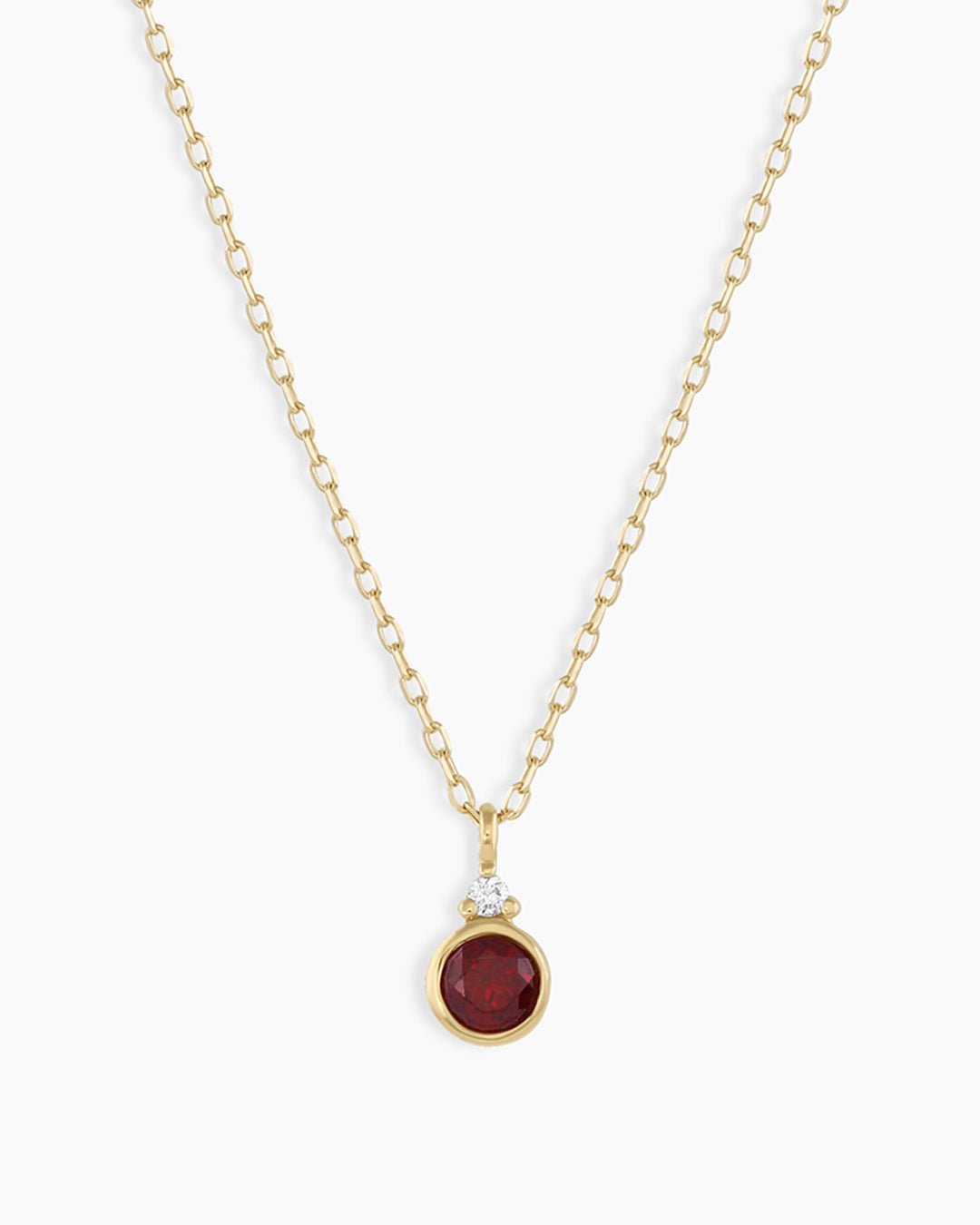 Garnet Birthstone Necklace January Birthstone Necklace   || option::14k Solid Gold, Garnet