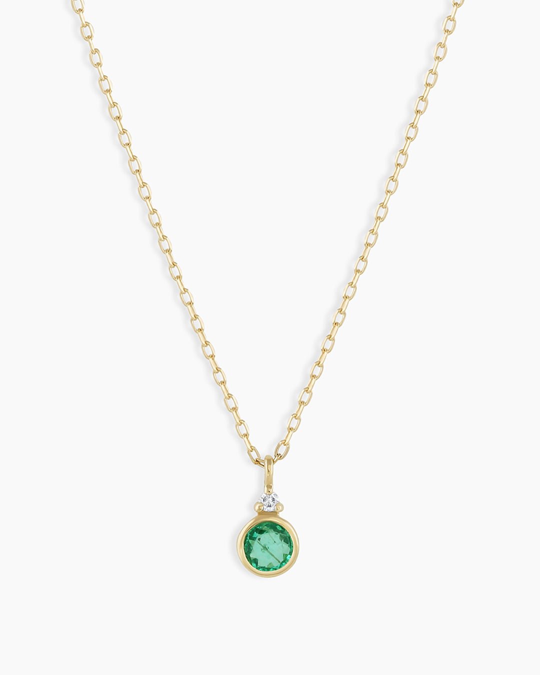 Emerald Birthstone Necklace  Birthstone Necklace   || option::14k Solid Gold, Emerald