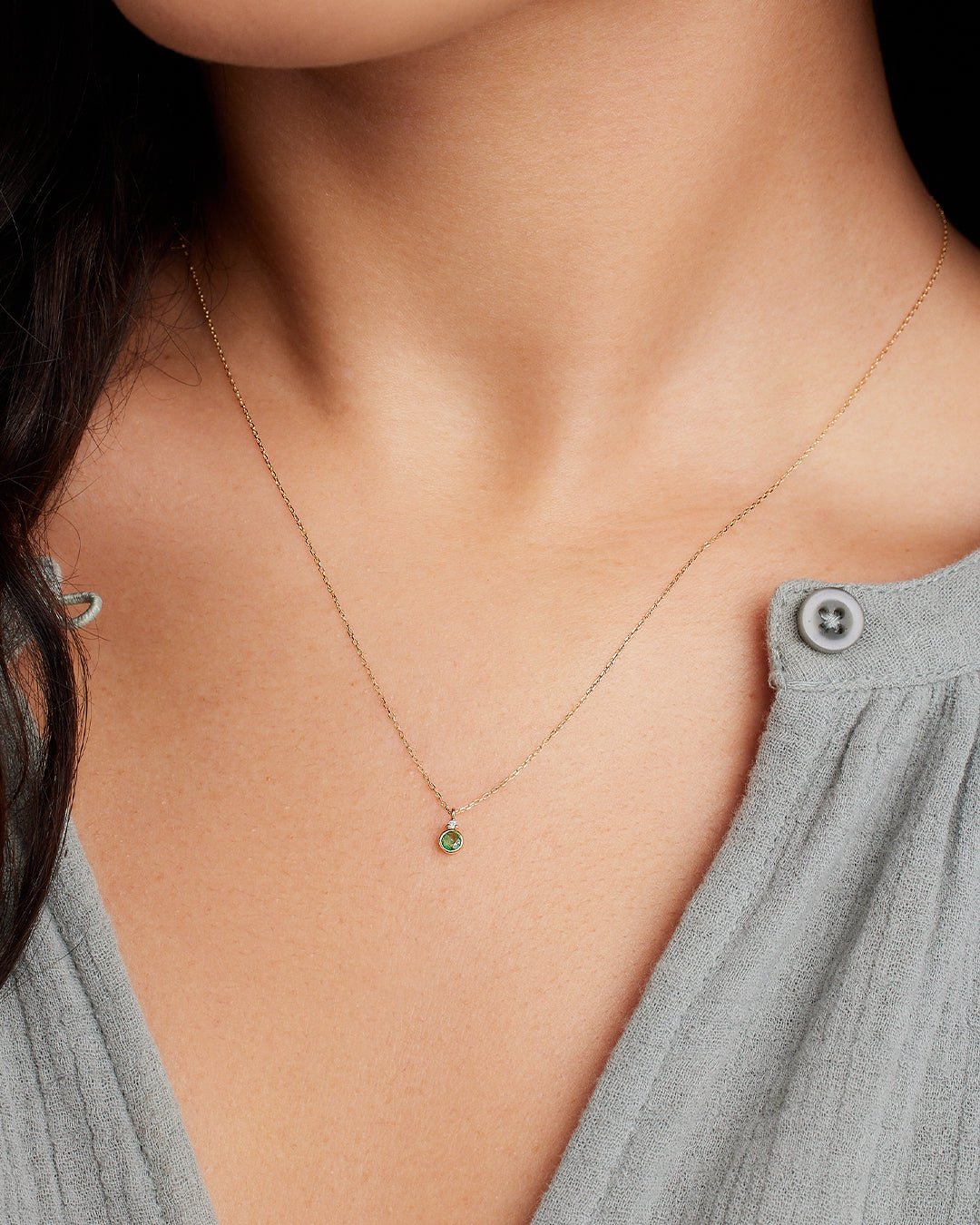 Emerald Birthstone Necklace  Birthstone Necklace   || option::14k Solid Gold, Emerald - May