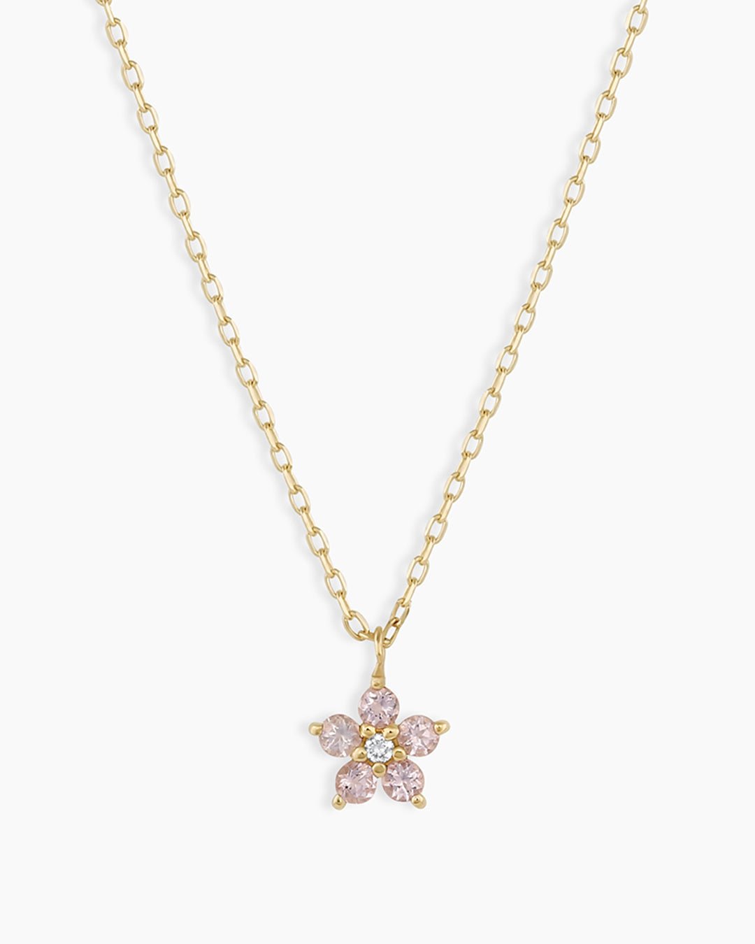 Claire NecklaceDiamond Flower charm necklace || option::14k Solid Gold