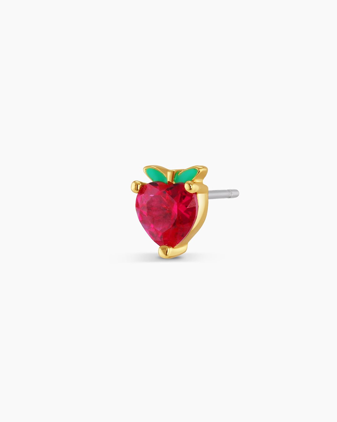 Strawberry Charm Stud  Strawberry Earrings || option::Gold Plated, Strawberry