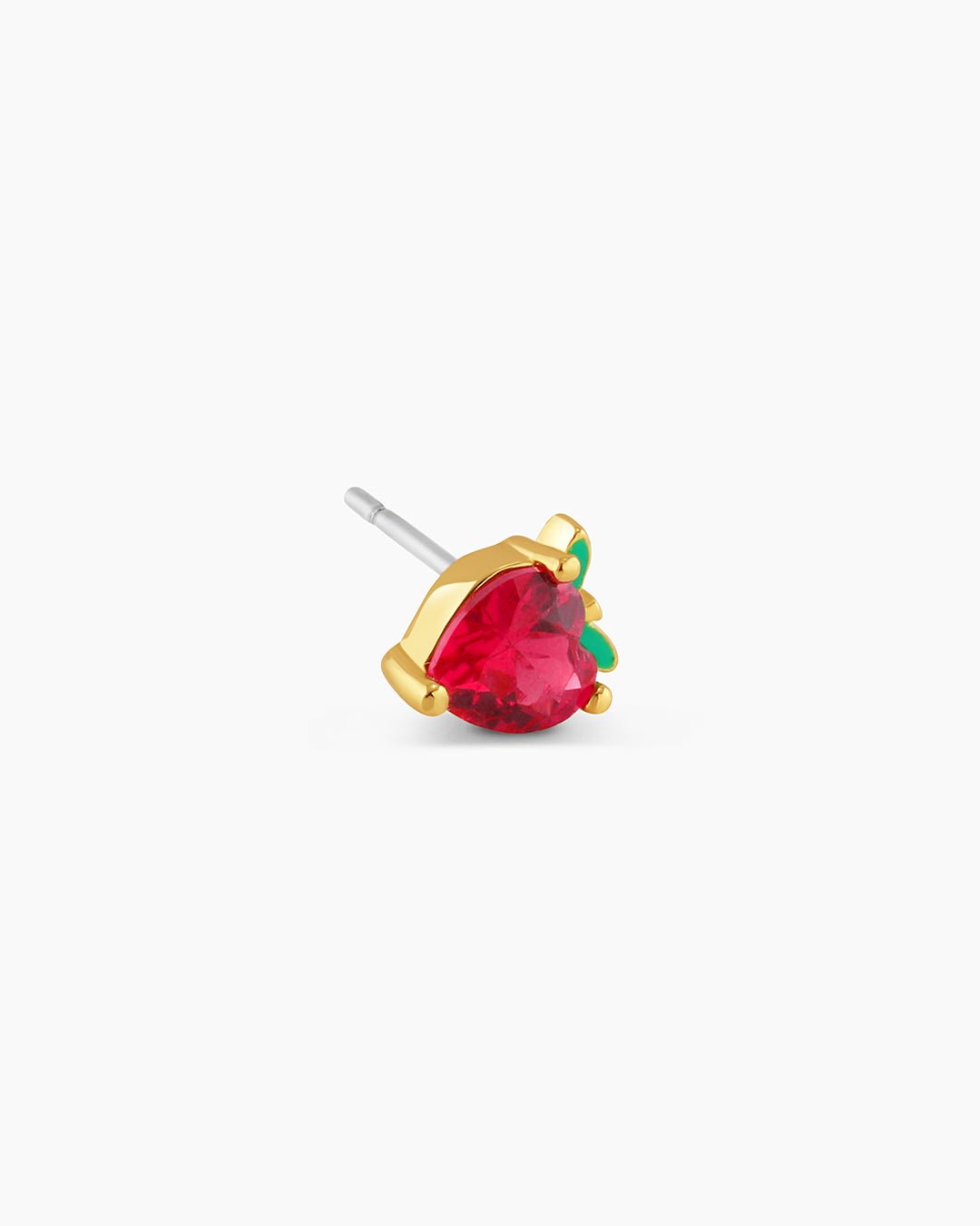 Strawberry Charm Stud  Strawberry Earrings || option::Gold Plated, Strawberry