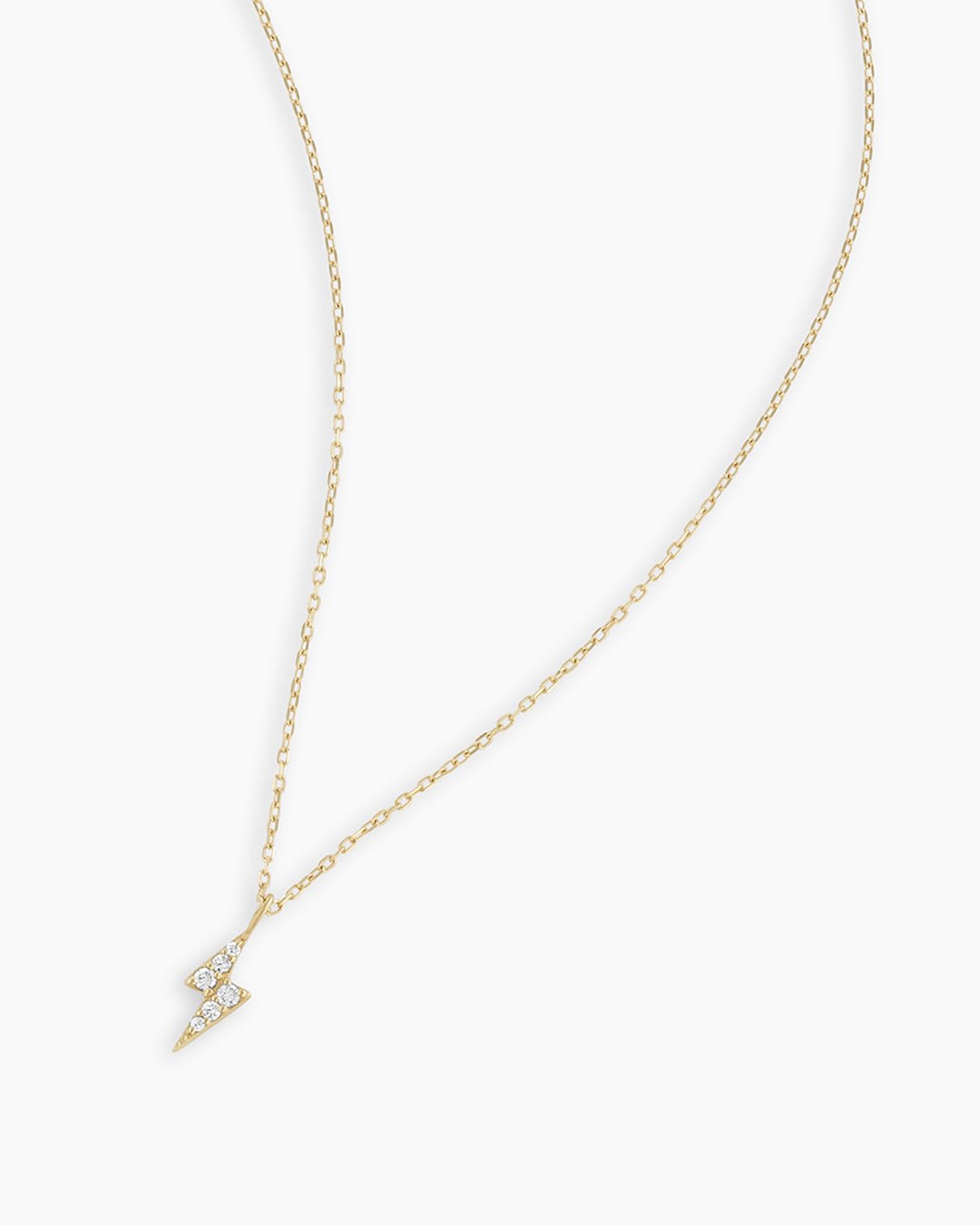 Diamond Lightning Necklace  dainty charm necklace  solidGold PlatedLightning bolt necklace || option::14k Solid Gold