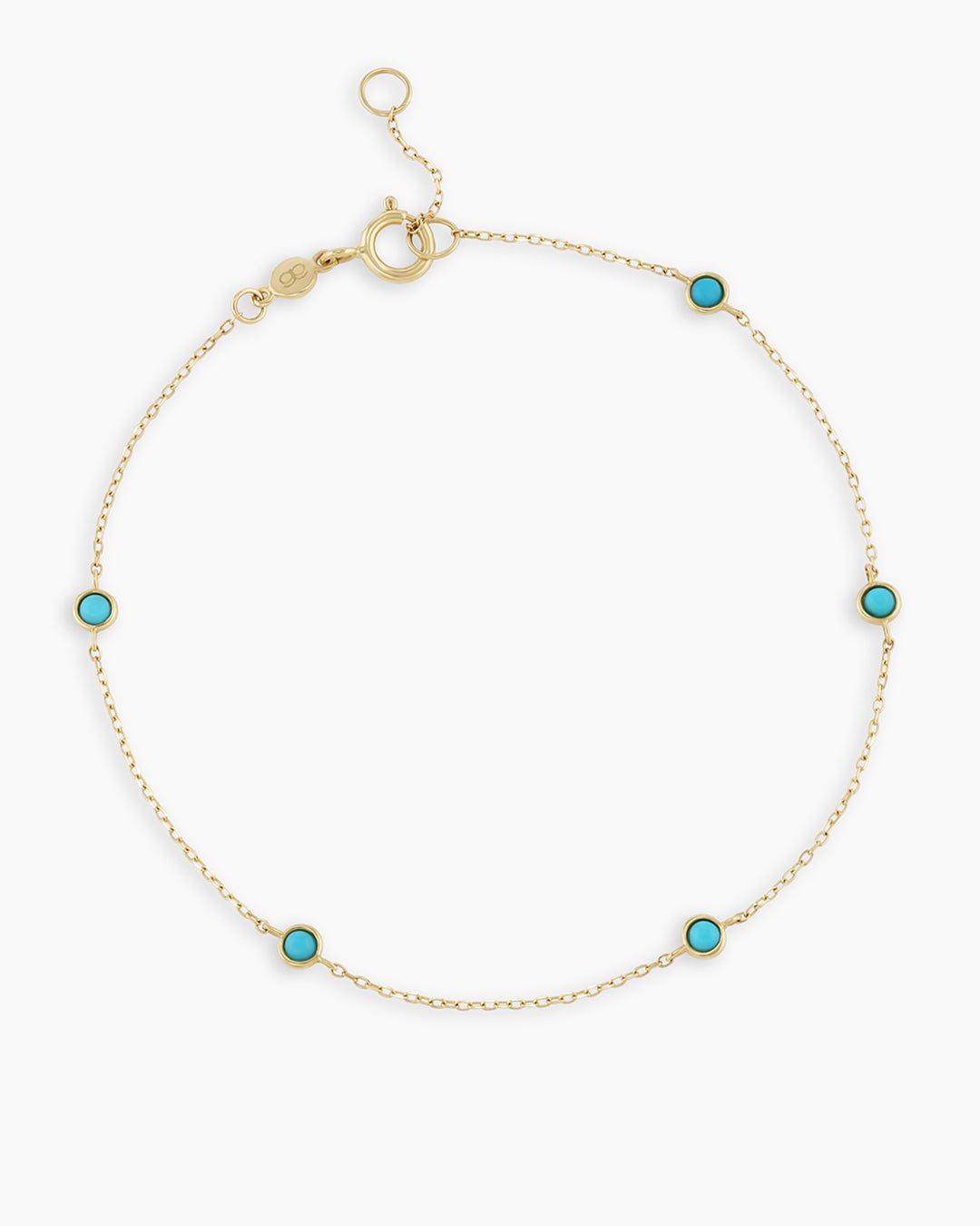 Classic  Five Turquoise  Bracelet || option::14k Solid Gold