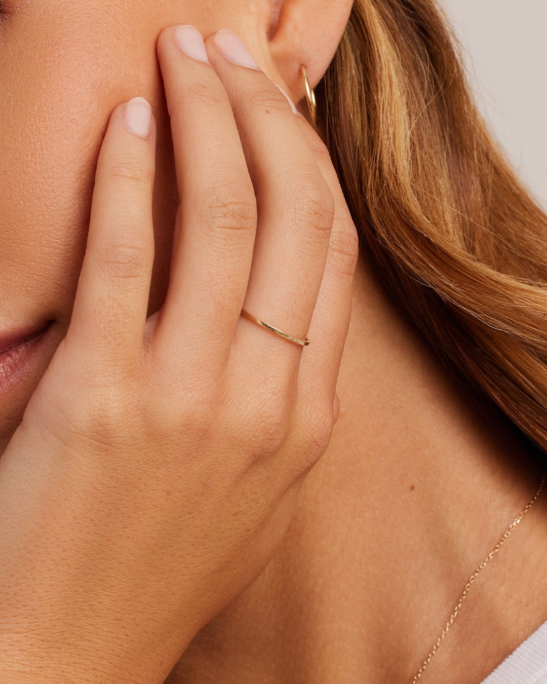 Woman wearing Rose Delicate Ring || option::14k Solid Gold