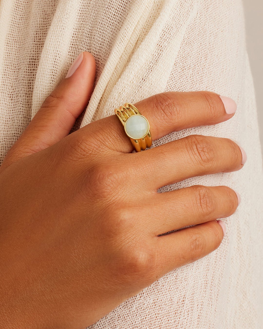 Power Gemstone Reed Ring for Truth  Aquamarine Ring || option::Gold Plated, Aquamarine