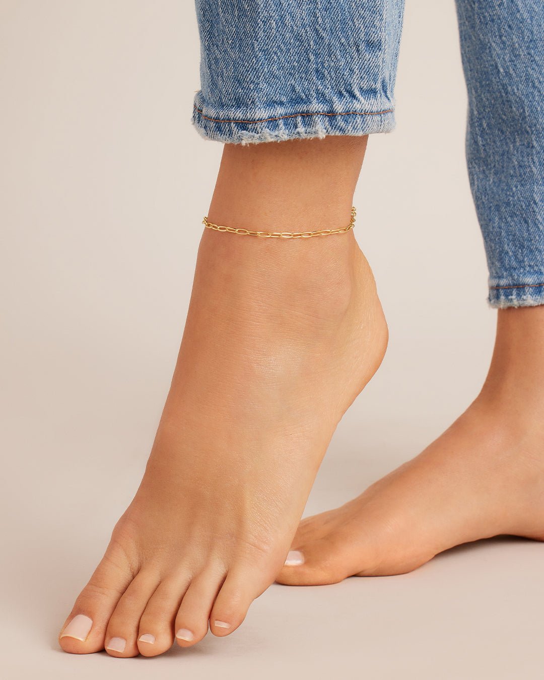 Gold Anklet for Women Men Ankle Bracelets Square Pendant Letter