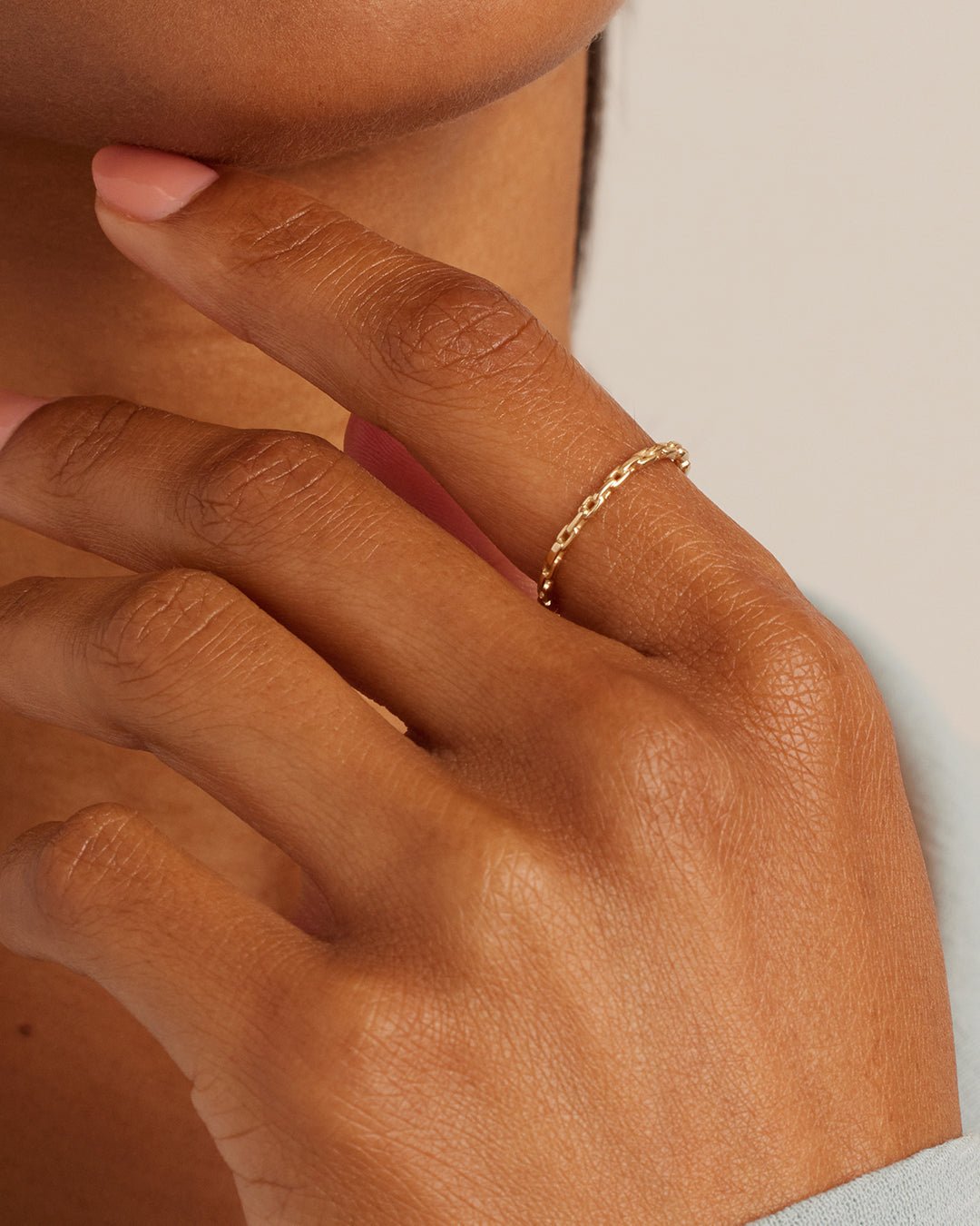 Woman wearing Parker Ring || option::14k Solid Gold