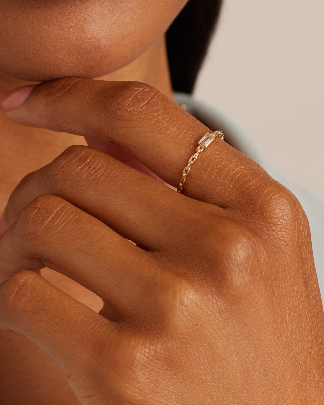  White SapphireParker Ring || option::14k Solid Gold