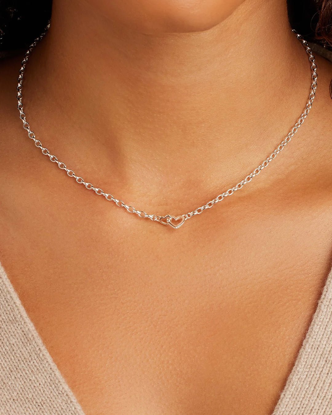 Parker Heart Mini Necklace || option::Silver Plated