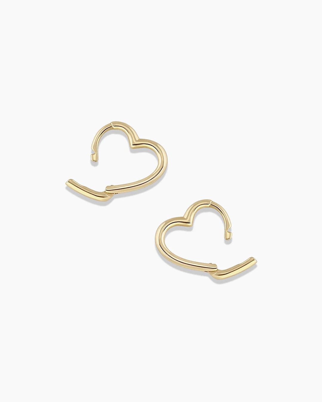 Mini Open Heart Huggie || option::14k Solid Gold, Pair