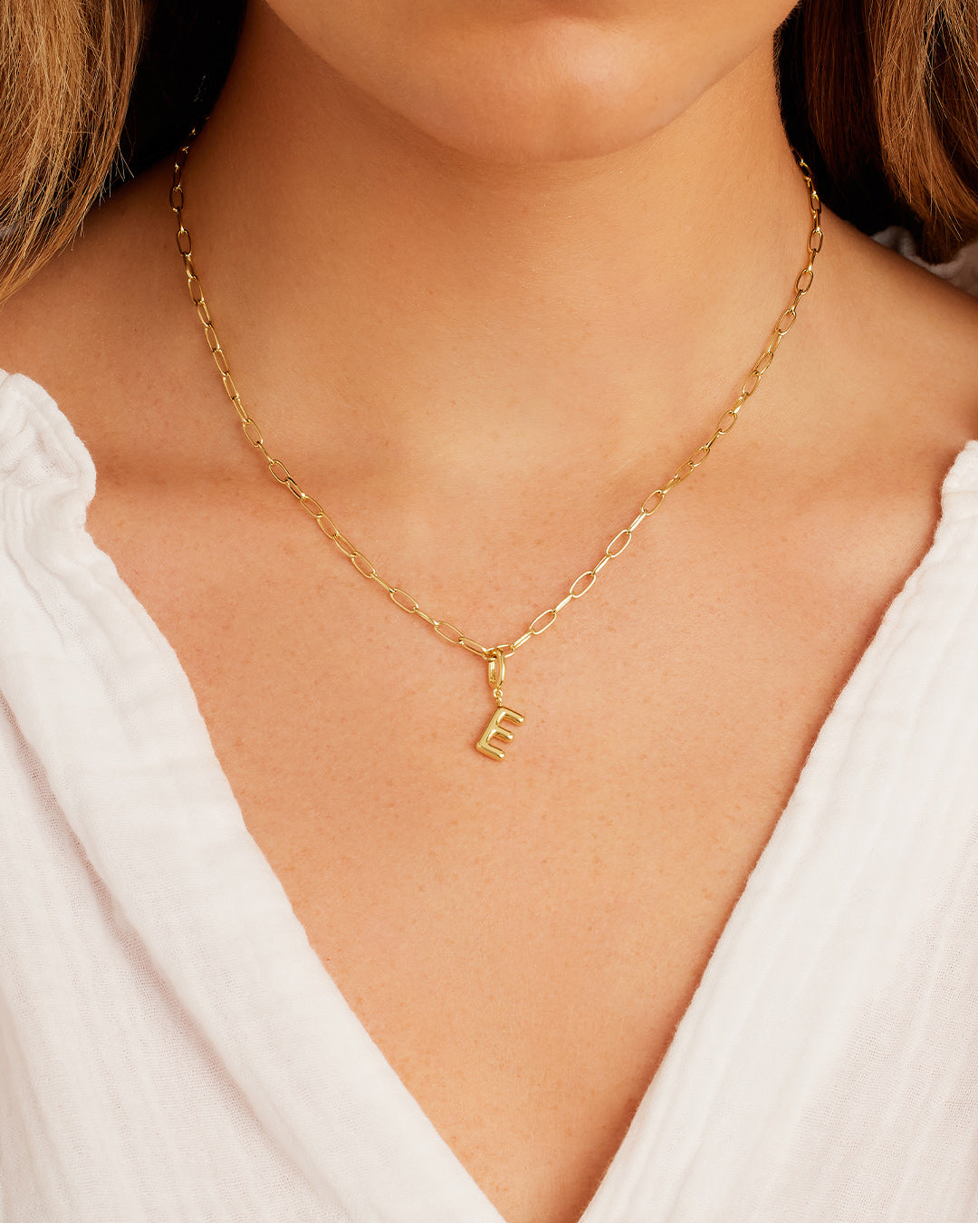 Alphabet Helium Parker Charm #E || option::18k Gold Plated, E